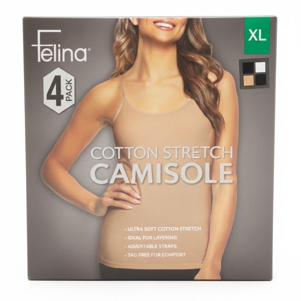 NWT Felina Cotton Stretch Camisole 4-Pack XL